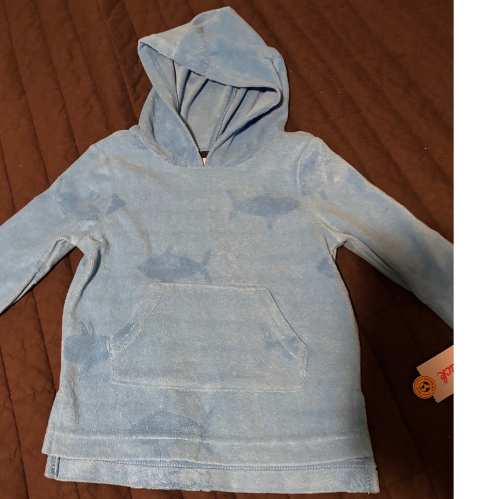 Cat & Jack Toddler Boys Blue Shark Print Terry Swim Cover